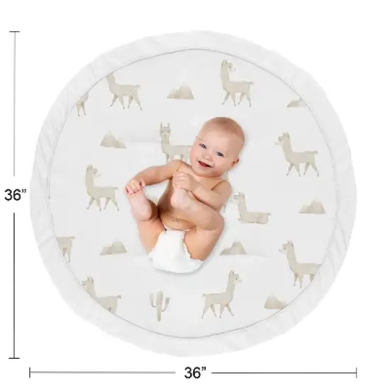 Sweet Jojo Designs Boy or Girl Gender Neutral Unisex Baby Tummy Time Playmat Boho Llama Taupe and White image {3}