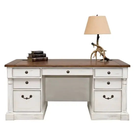 66" Durham Double Pedestal Executive Desk White - Martin Furniture image {1}