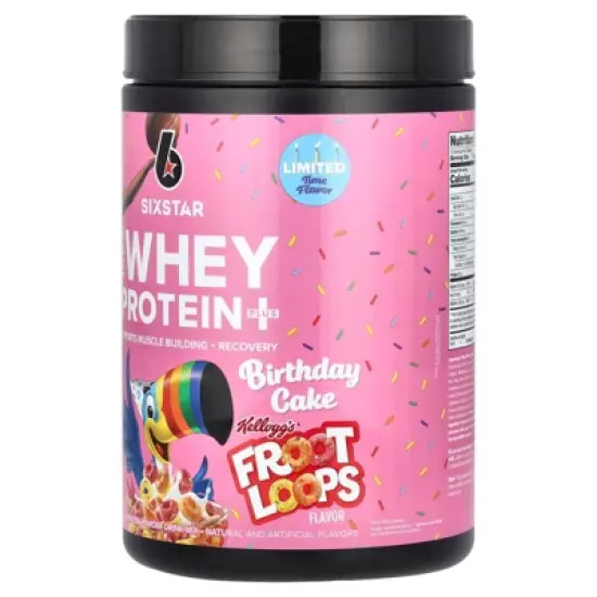 SIXSTAR 100% Whey Protein Plus, Birthday Cake Kellogg's Froot Loops, 1.55 lbs (705 g) image {2}