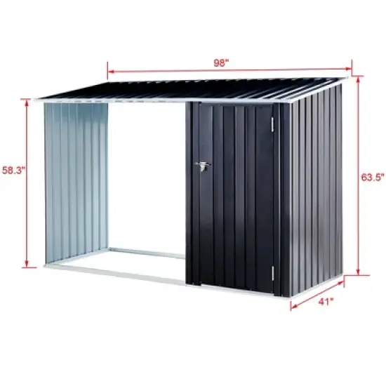 Firewood Storage Shed Outdoor &ndash; Galvanized Steel Log Holder with Sloping Roof &ndash; Weatherproof Firewood Shelter for Patio, Backyard & Garden image {1}