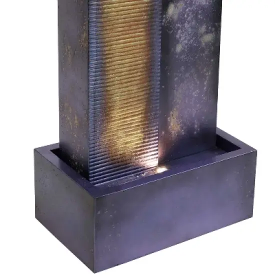 Sunnydaze 32"H Electric Metal Cascading Tower Outdoor Water Fountain with LED Lights image {6}