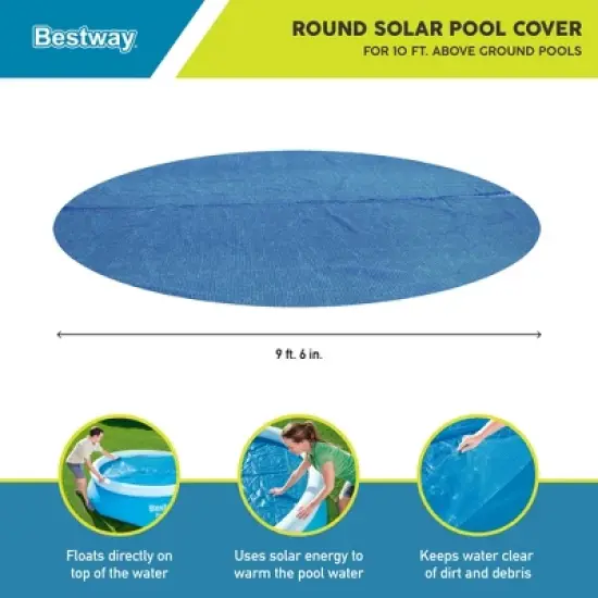 Bestway Round Solar Pool Cover for 10&rsquo; Round Above Ground Swimming Pools - Heat Retention & Protection from Debris for Outdoor Pools image {1}