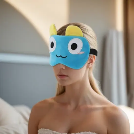 Unique Bargains Soft Cartoon Sleep Mask Staring Eyes Blue 1 Pc image {5}