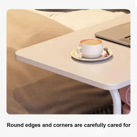 GustoWave  Portable Rolling Desk With Wheels, Adjustable Height Mobile Computer Desk With Storage Shelf For Home Office Study image {5}