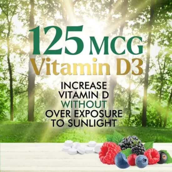 Vitamin D3 5000 IU (125 mcg) - Chewable Vitamin D Supplements for Bone, Teeth, Muscle & Immune Support, Sugar Free, Non-GMO - 60 Tablets image {5}