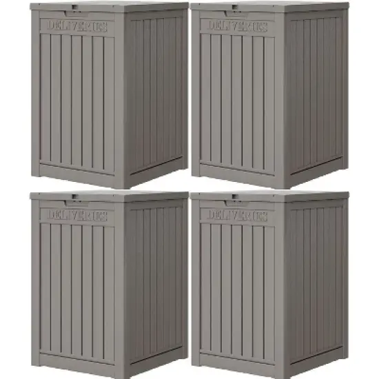 Sersper 48 Gallon Multi-Purpose Lockable Trash, Storage & Parcel Drop Box, Waterproof Resin, Brown (4 Pack) image {7}
