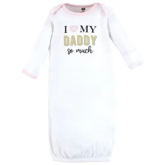 Hudson Baby Infant Girl Gown, Swaddle Blanket and Cap or Headband, Daddy Hearts, 0-6 Months image {3}