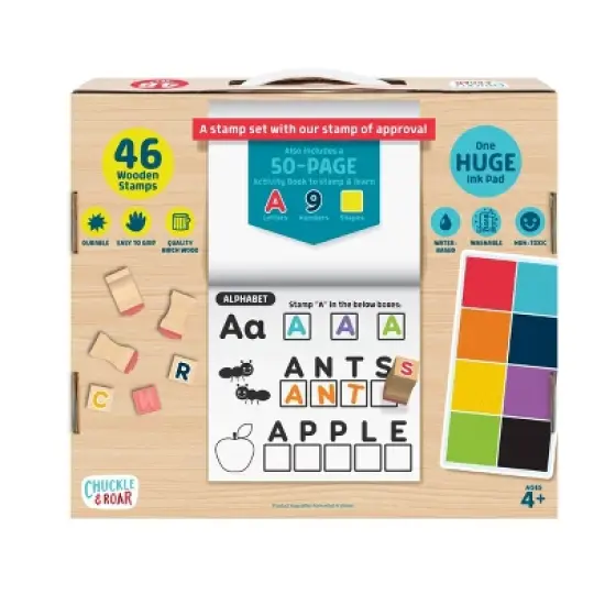 48pc Wooden Letters, Numbers, & Shapes Stamp Set - Chuckle & Roar image {4}