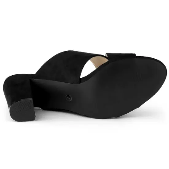 Allegra K Women's Crisscross Strap Block Heel Slide Sandals image {5}