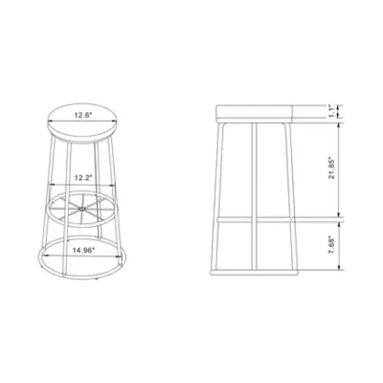 Set of 2 33" Pilat Barstools with Wood Seat Light Gray - HOMES: Inside + Out image {4}