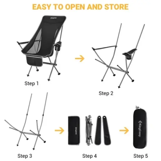 KingCamp Lightweight Highback Camping Chair with Cupholder & Pocket image {3}
