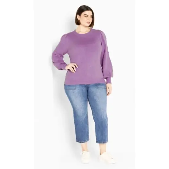 Women's Plus Size Nicky Pom Pom Sweater - wisteria | AVENUE image {1}