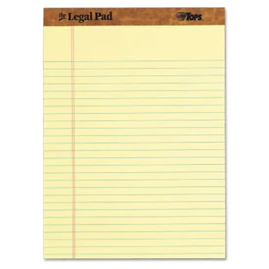 TOPS "The Legal Pad" Ruled Perforated Pads 8 1/2 x 11 3/4 Canary 50 Sheets Dozen 7532 image {8}