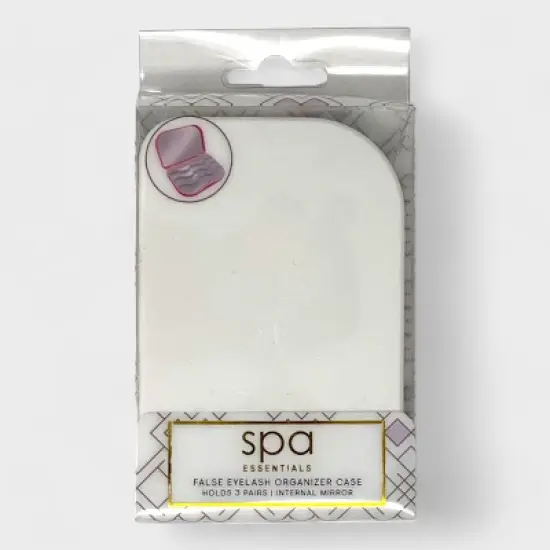 Spa Essentials False Eyelash Organizer Case with Mirror Mini Empty Eyelashes Travel Storage Box - Holds 3 Pairs - White image {7}