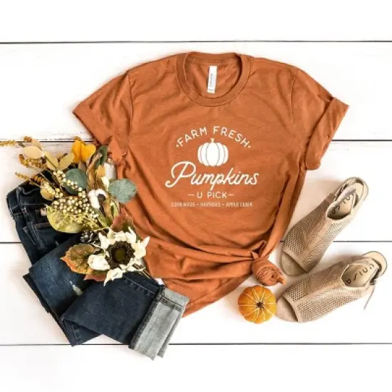 Simply Sage Market Women's Farm Fresh Pumpkins Short Sleeve Graphic Tee image {1}