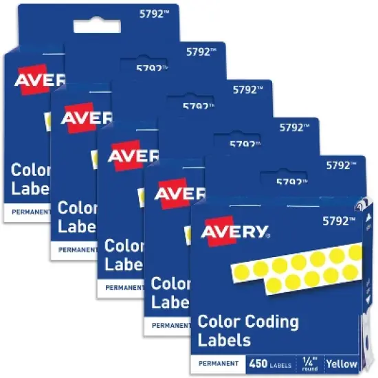 Avery 1/4" Diameter Dot Stickers, Yellow, 2,250 Total (5-Pack of 5792) image {5}