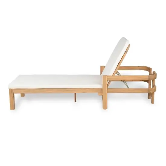 Christopher Knight Home Paolo Outdoor Adjustable Acacia Wood Chaise Lounge with Cushion (Set of 2) image {3}