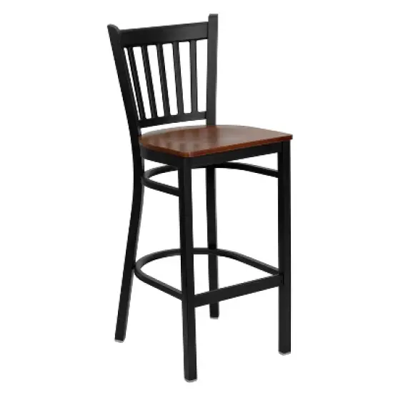 Emma and Oliver Black Vertical Back Metal Restaurant Dining Barstool image {13}