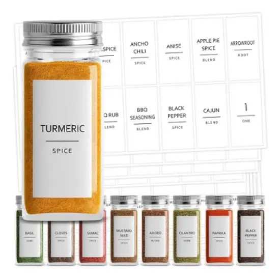 Talented Kitchen 140 Spice Labels Stickers, Preprinted White Minimalist Spice Jar Labels for Herbs Seasonings, Kitchen Spice Rack Pantry Organization image {8}