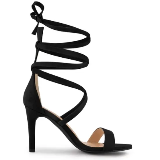 Allegra K Women's Open Toe Stiletto Heel Lace Up Heels image {6}