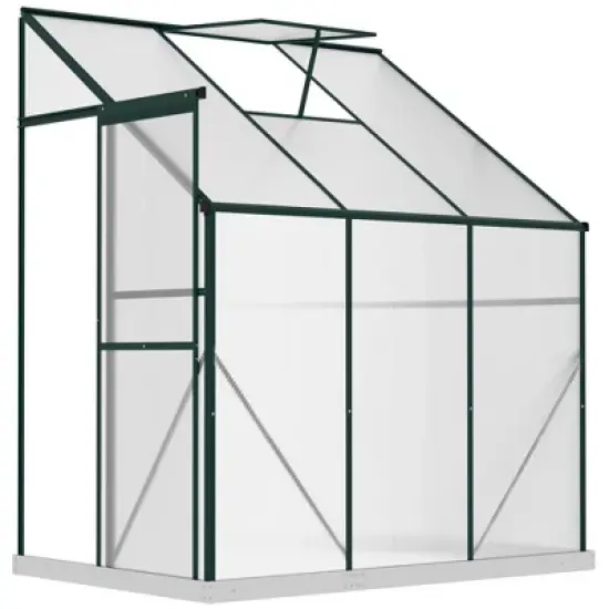 Outsunny Walk-In Garden Greenhouse Aluminum Polycarbonate with Roof Vent for Plants Herbs Vegetables image {6}