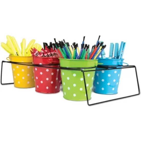 Teacher Created Resources&reg; Polka Dot Buckets & Caddy Set image {3}
