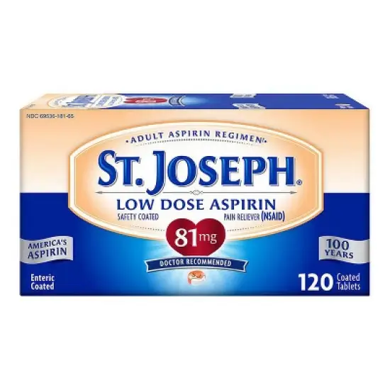 St. Joseph Low Dose Aspirin 81mg Tablets, 120 Count image {5}