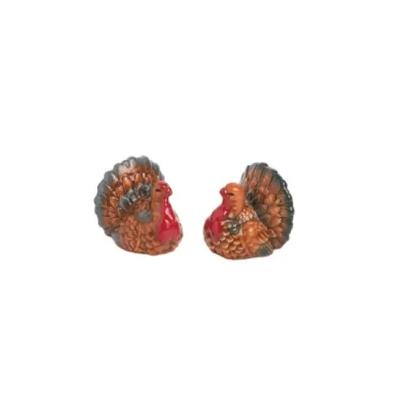 Transpac Dolomite 3.11 in Multicolor Harvest Turkey Salt and Pepper Shakers Set of 2 for Fall and Thanksgiving image {2}