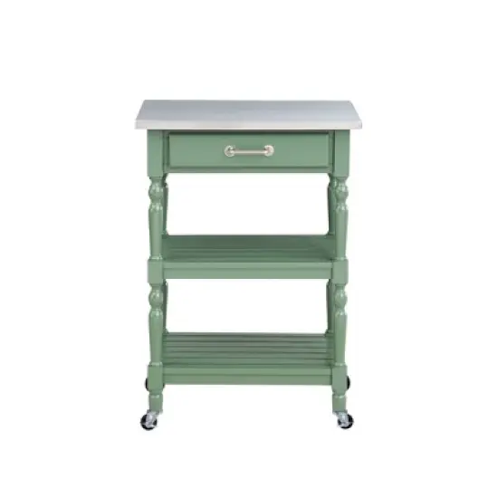 Carolina Kitchen Cart with Stainless Steel Top Green - Boraam image {2}