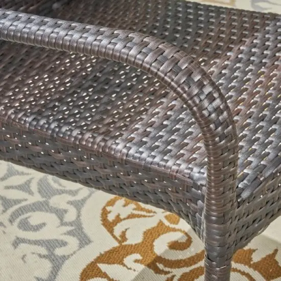 Hayes 9pc Wood & Wicker Expandable Dining Set - Natural/Brown - Christopher Knight Home image {3}