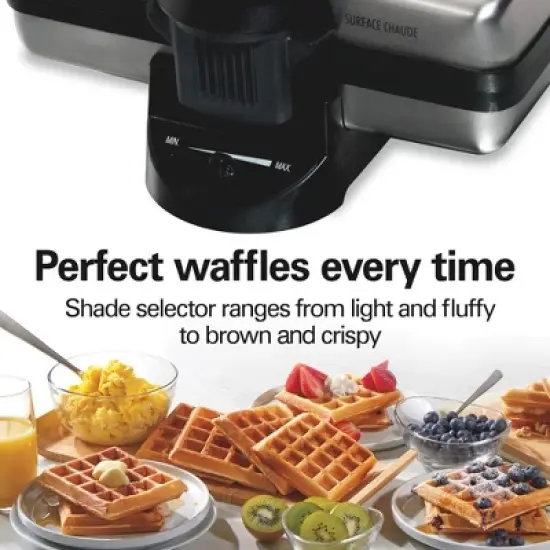 Hamilton Beach Belgian Style Waffle Baker 26009G: Nonstick Metal, 650W, Hand Wash, Silver, 72 sq in Grill Surface image {4}