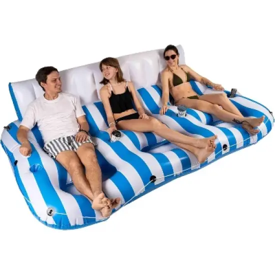 Zone Tech Inflatable Pool Float - 3 Person Tanning Pool Float Lounger Chair with Handles, Cup and Phone Holder for Outdoor, Beach, Swimming Pool, Lake image {7}