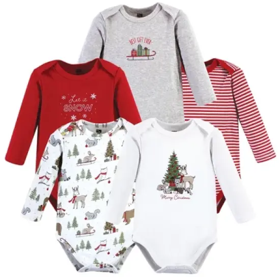 Hudson Baby Unisex Baby Cotton Long-Sleeve Bodysuits, Christmas Forest image {8}