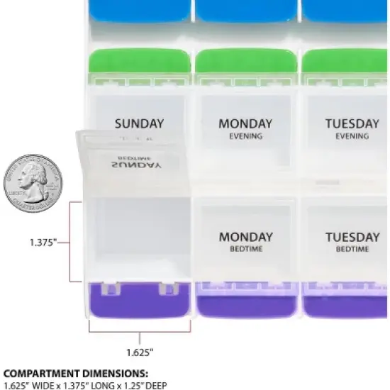 Ezy Dose Weekly (4x/day) Push Button Pill Organizer (3XL) image {3}