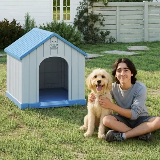 Dolonm Waterproof Dog House Indoor/outdoor Pet Dog House Sloping Roof image {1}