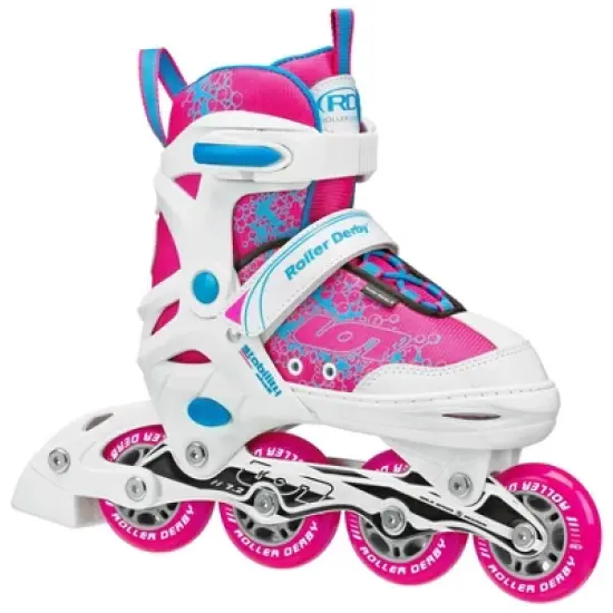 Roller Derby ION 7.2 Girl's Adjustable Inline Skate - White/Mint/Pink image {5}