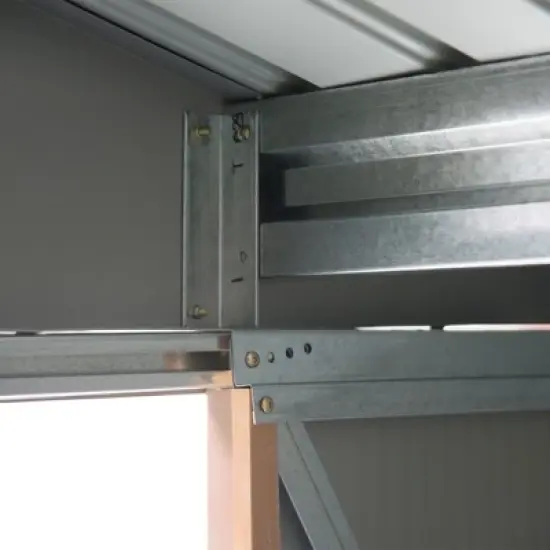 Outsunny 7' x 4' Steel Storage Shed Organizer, Garden Tool house with 4 Vents and 2 Easy Sliding Doors for Backyard, Patio, Lawn image {4}