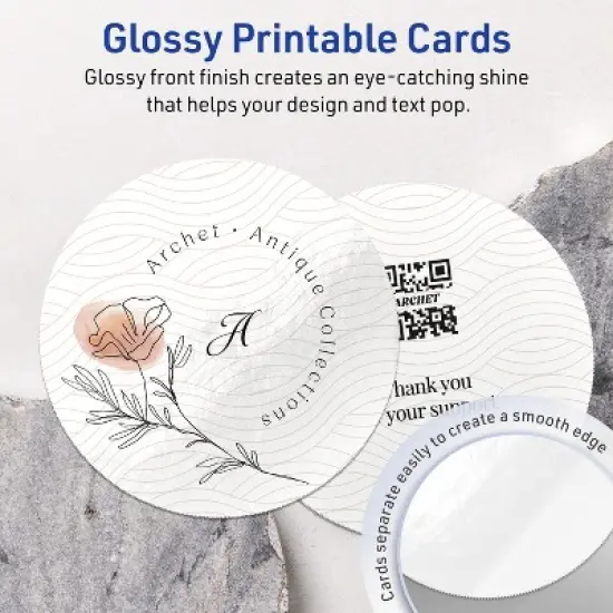 Avery Printable Round Cards, 4" Diameter, Glossy White, 75ct image {1}