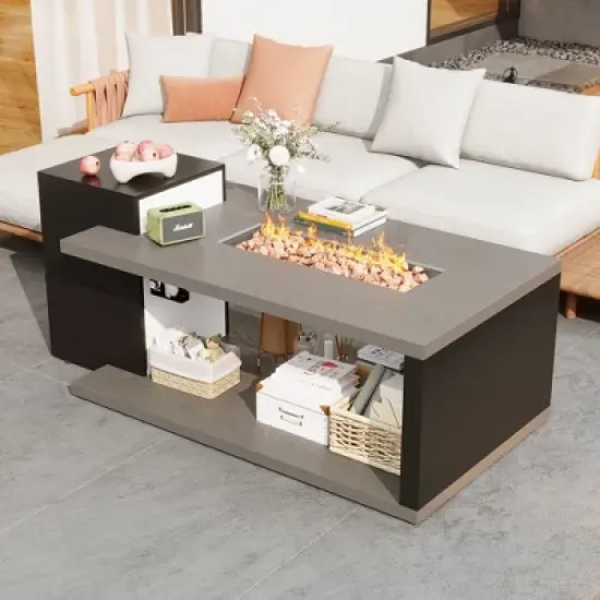 Famapy Patio Table Fire Pit Table Patio 50,000 BTU Propane Burner Fire Table : 2-in-1 Dining & Heating Safe and All Weather Use image {1}