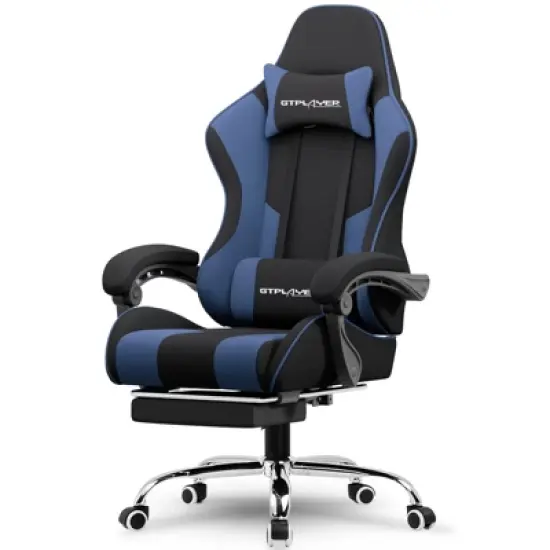 GTPLAYER Fabric Gaming Chair with Footrest and Lumbar Support, Height Adjustable Computer Chair with Headrest image {8}