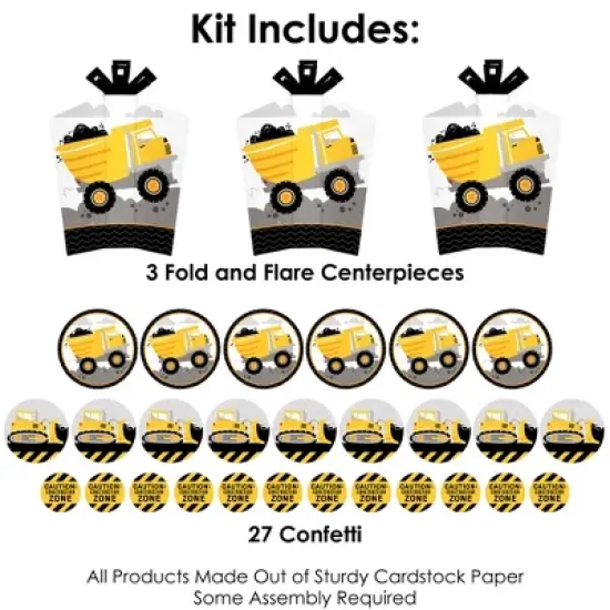 Big Dot of Happiness Dig It - Construction Party Zone - Baby Shower or Birthday Party Decor and Confetti - Terrific Table Centerpiece Kit - Set of 30 image {2}