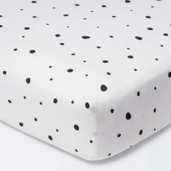 Fitted Crib Sheet Scatter Dot - Cloud Island&trade; - Black/Cream image {5}
