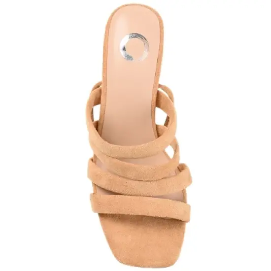 Journee Collection Womens Sevyn Open Square Toe Block Heel Sandals Tan 8.5 image {3}