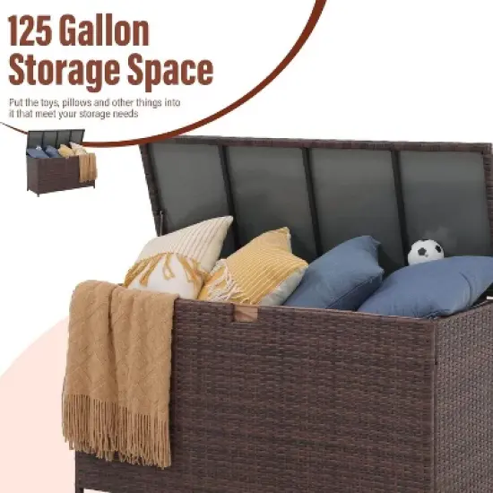 My Depot 125 Gallon Large Wicker Deck Box image {5}