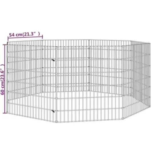 vidaXL Animal Enclosure Silver Galvanized iron Adjustable size - 21.3" x 23.6" 8-panel image {7}