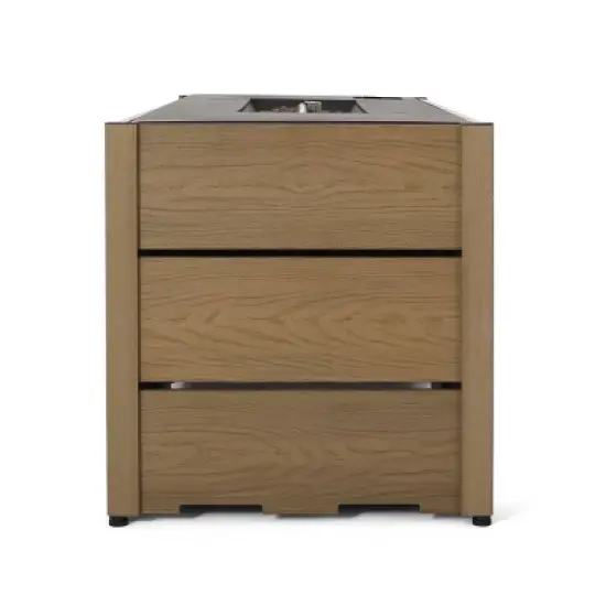 Archie Outdoor Rectangle Fire Pit - Brown - Christopher Knight Home image {6}