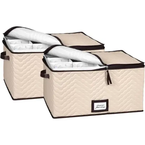 Hold N' Storage - Set of 2 Wine Glass Storage with dividers and Carry Handles. Each Holds 12 standard size wine glasses up to 10" H image {9}