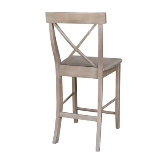 X Back Stool Washed Gray/Taupe - International Concepts image {3}