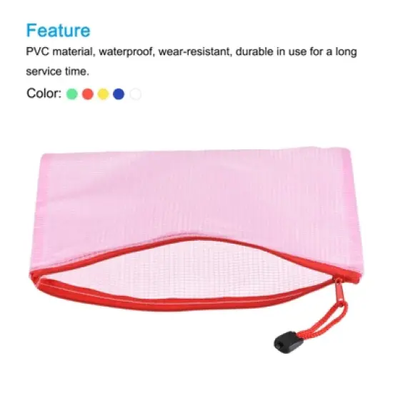 Unique Bargains PVC Waterproof Mesh Zipper Home Office File Bags 6 Pcs image {2}