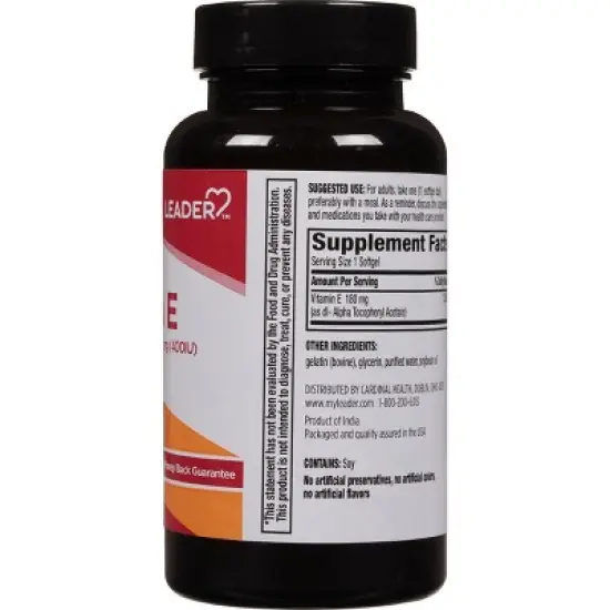 Leader 180 mg Vitamin E 100 Softgels image {5}